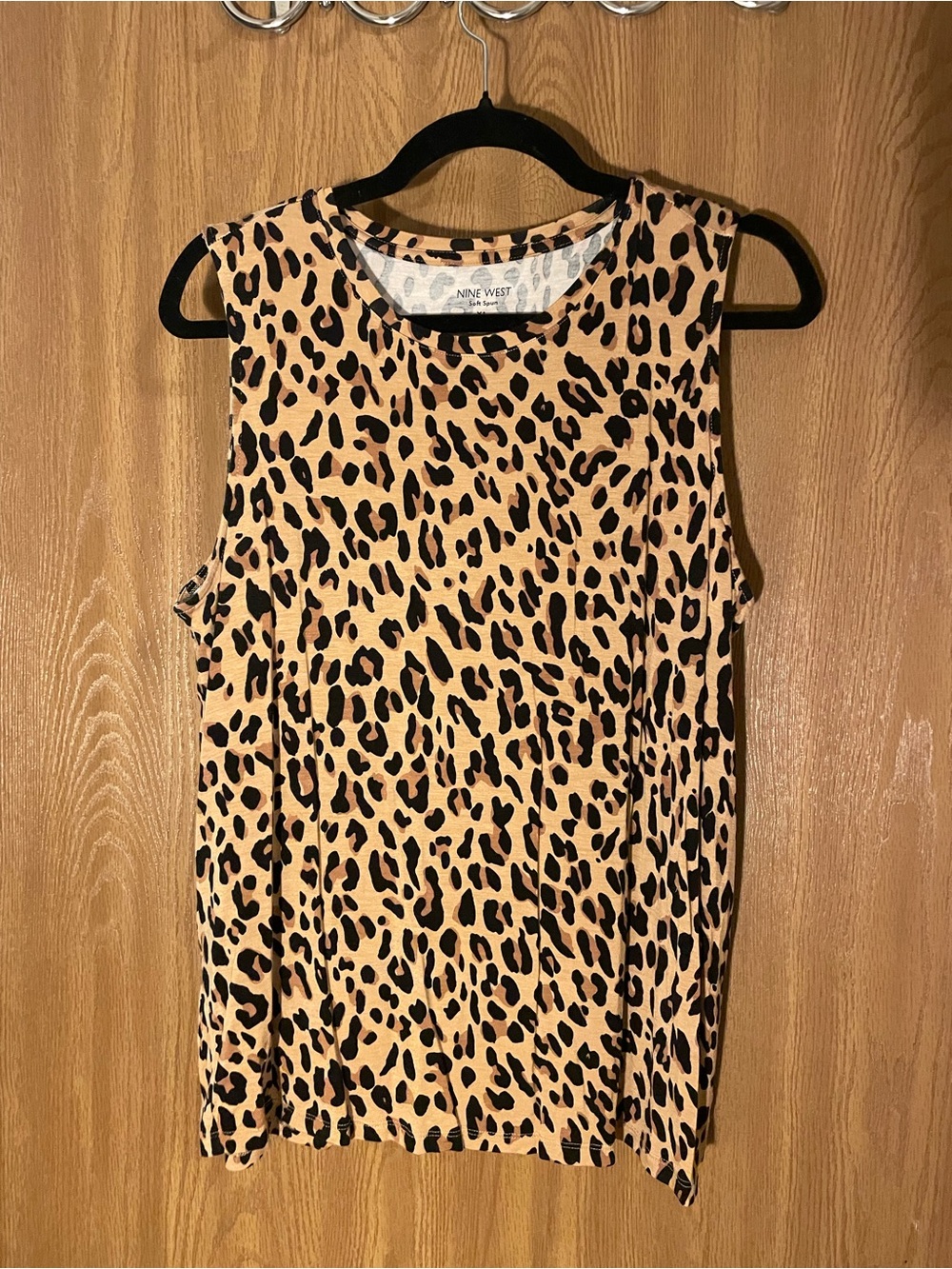 Nine West Leopard Print Sleeveless Tank in Tan and Black